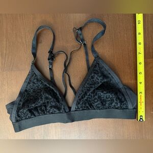 Aerie Black Leopard Bralette Large